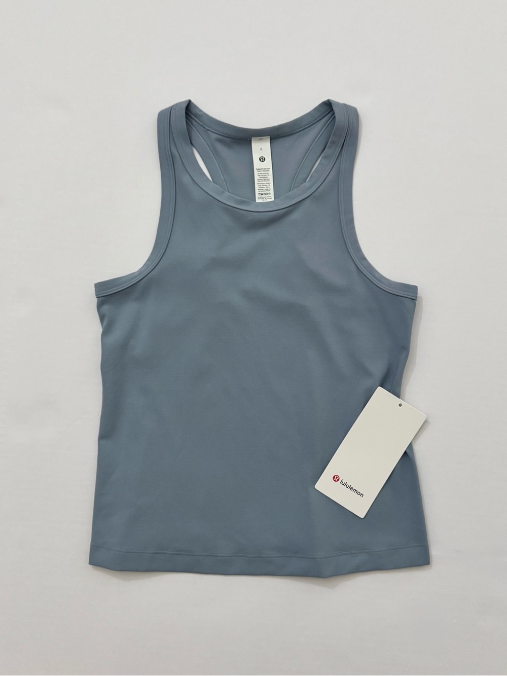Lululemon Align Waist Length Racerback Tank Concrete Blue Size 6 NWT